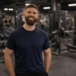 Callum Todd posing in the gym