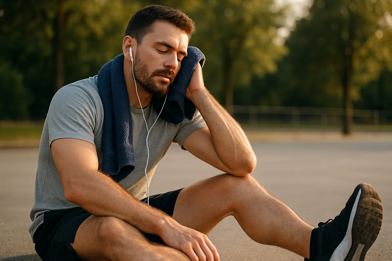 a man having a post workout cooldown