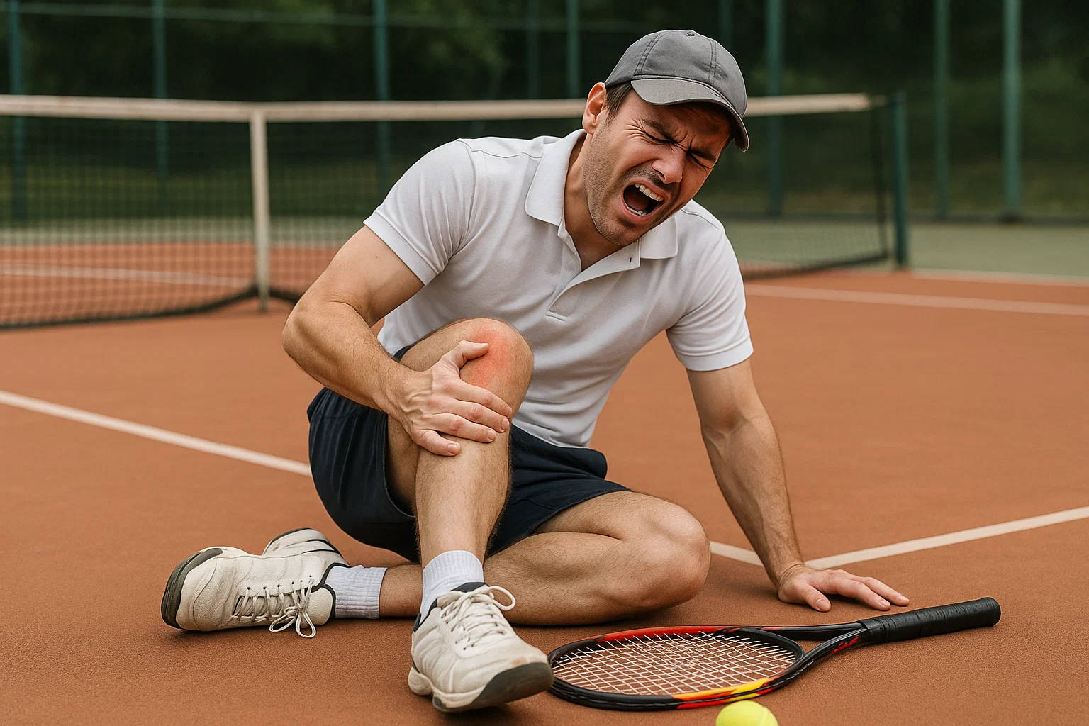 someone getting injured playing tennis 