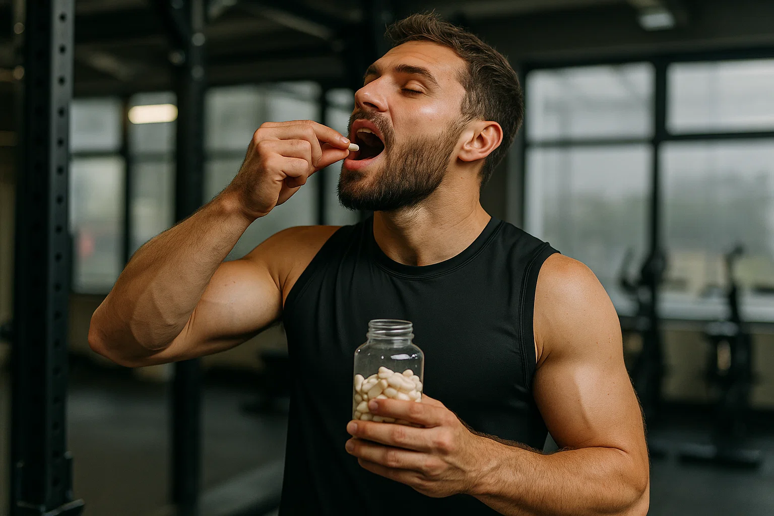 an athlete taking  These Best Supplements for Muscle Recovery
