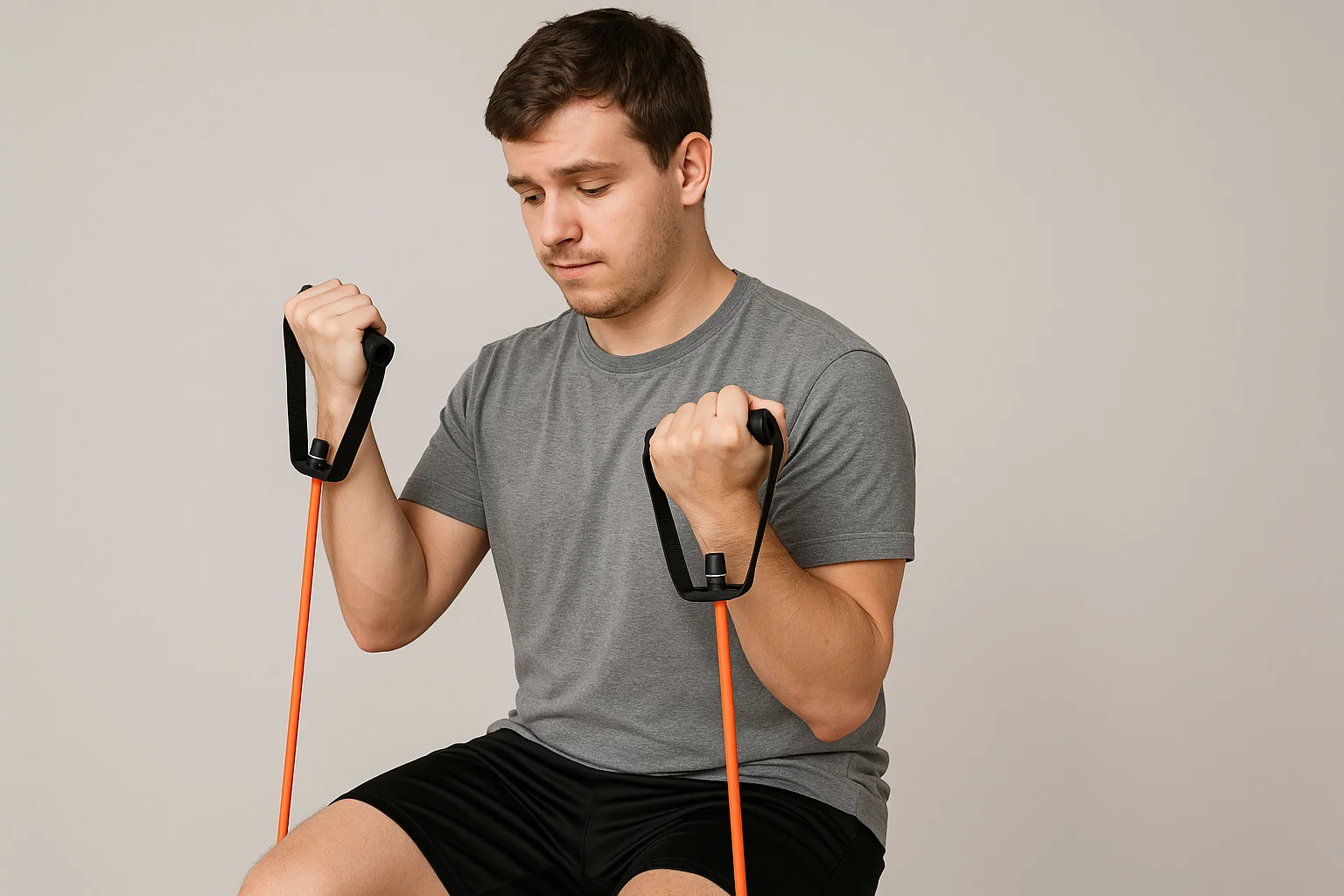 a gym goer using resistance bands for beginners 