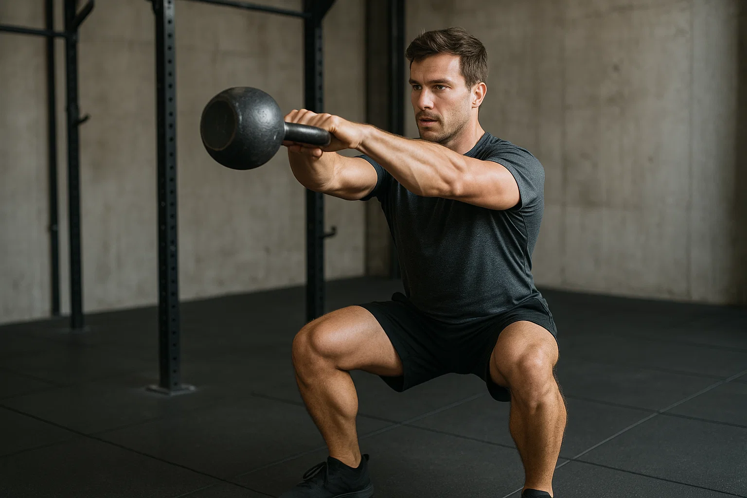 what is strength training?- A man using a kettle bell in the gym 