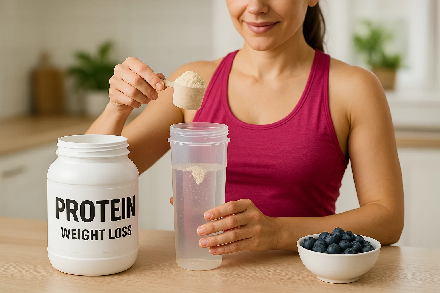 someone using protein powder for weight loss