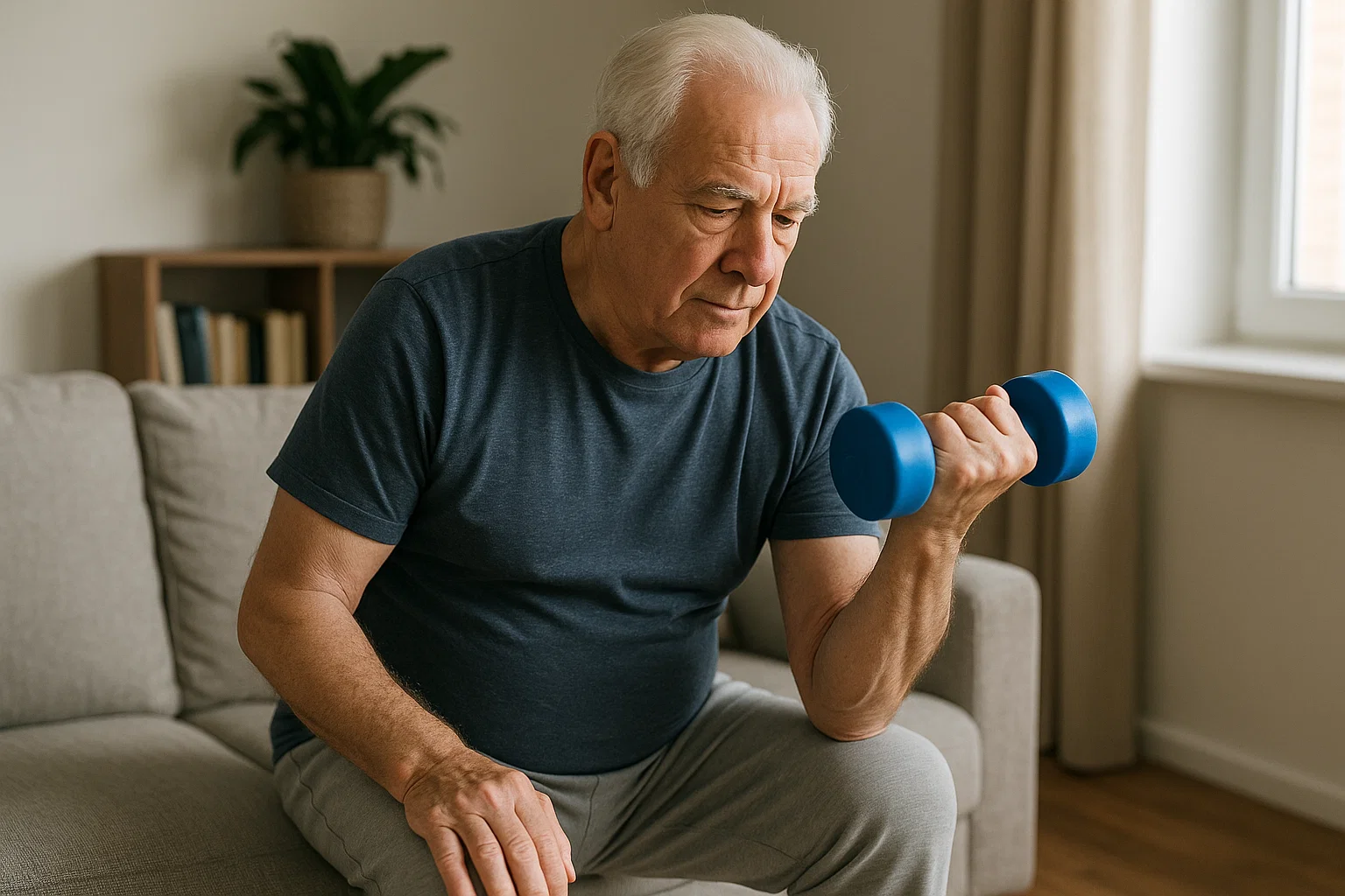 A man engaging in strength training for seniors