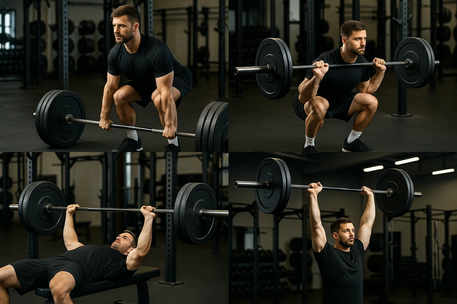 A man doing compound exercises for strength in the gym