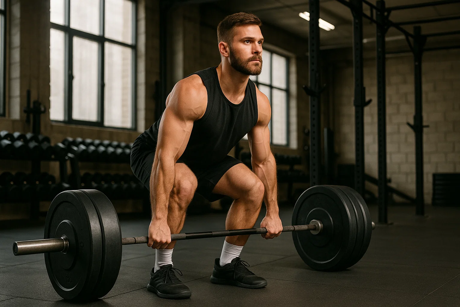 Someone doing deadlifts in the gym