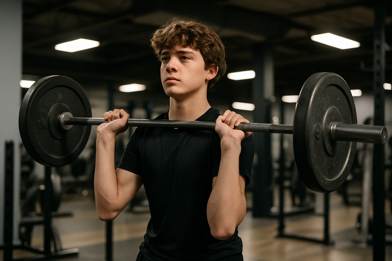 A teenager training in the gym 