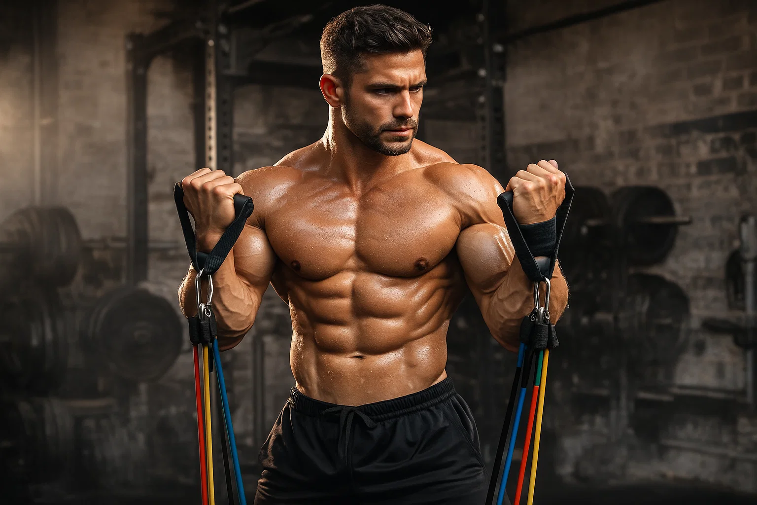 someone using resistance bands for muscle growth
