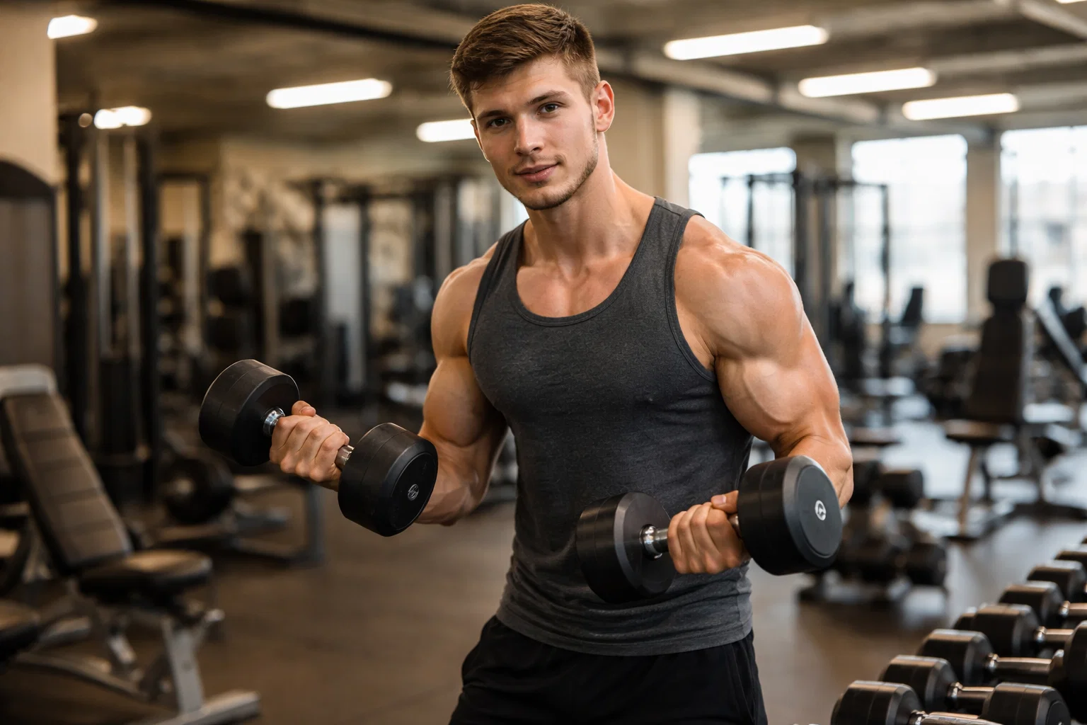 A man showing how to build muscle for beginners