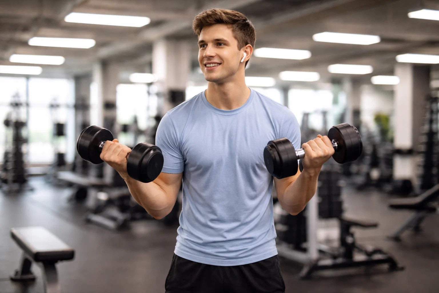 A beginner working out in the gym 