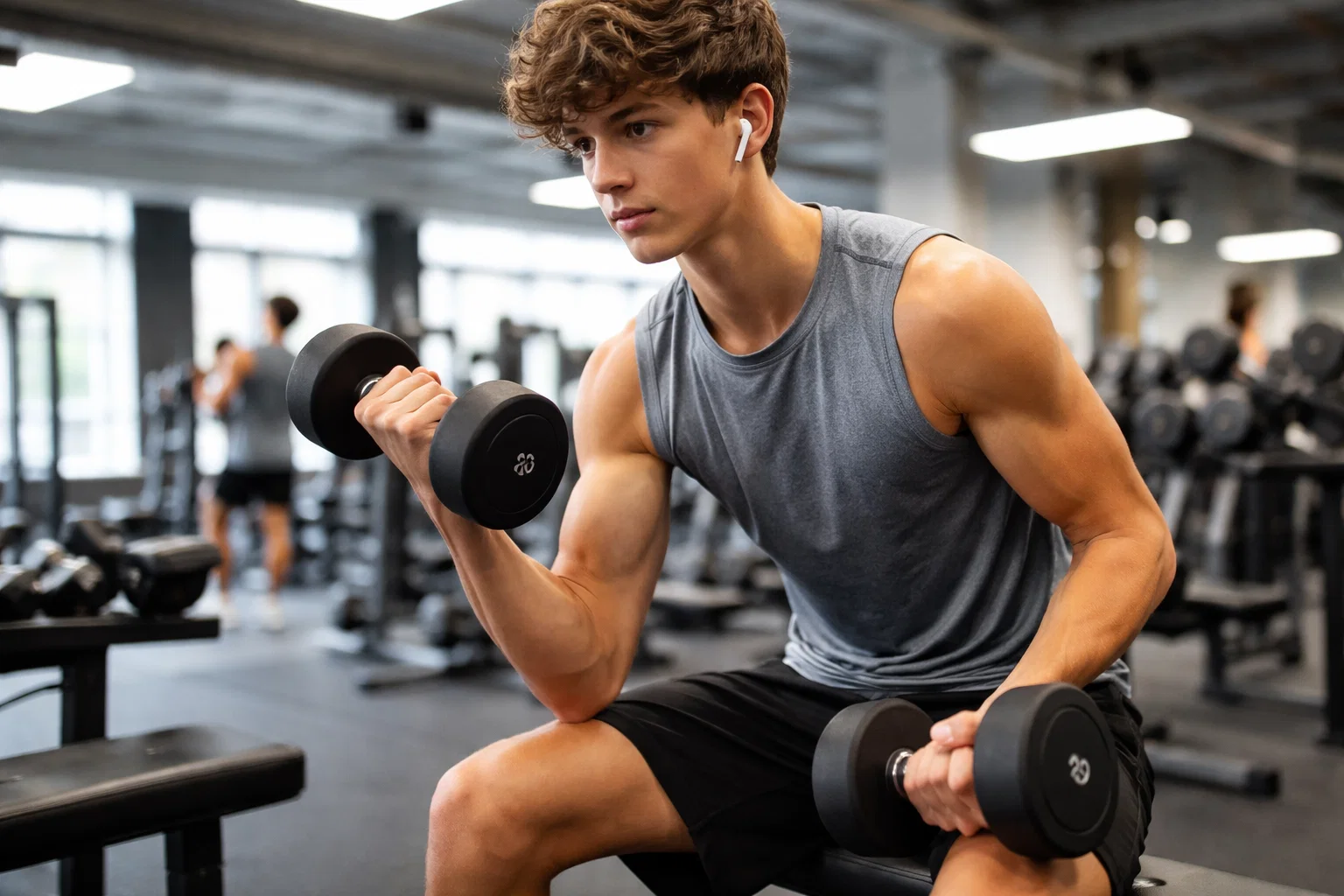 A teenager doing a strength training workout plan for beginners