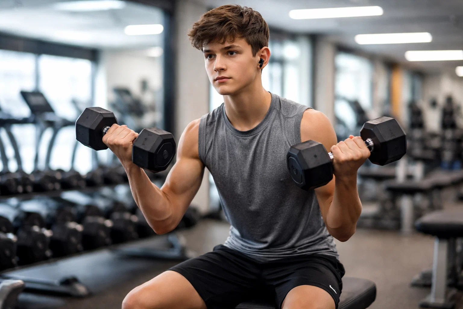 A teenager doing a strength training workout plan for beginners