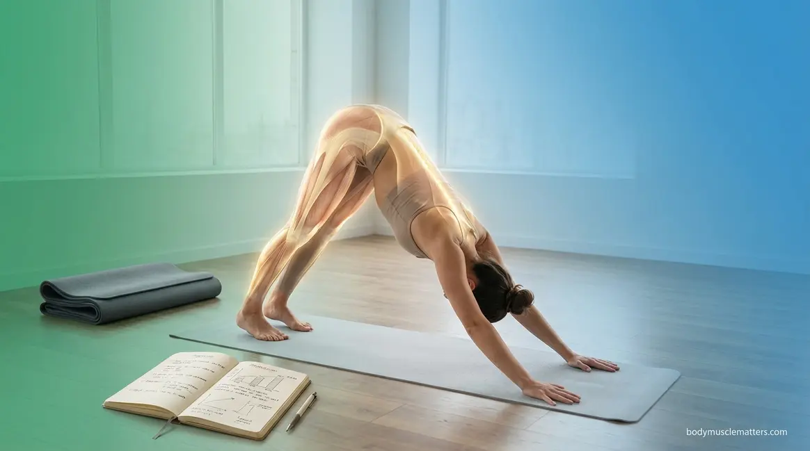 Best stretching exercises for flexibility showing person in Downward Dog pose on exercise mat