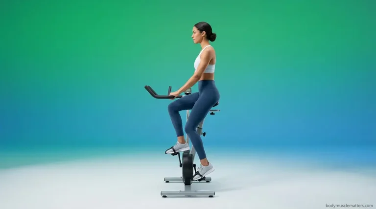 Person performing safe cardio exercises for hip impingement on a stationary bike