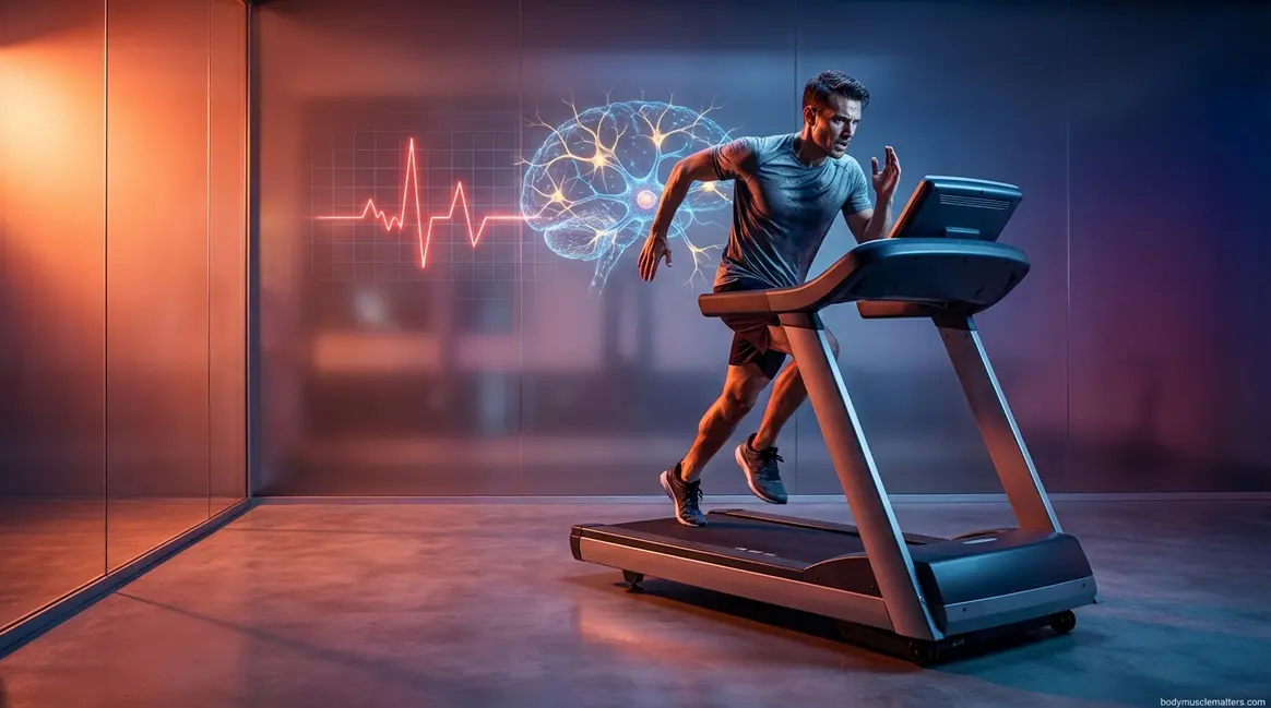 Person performing high-intensity interval training sprint on treadmill showing benefits of HIIT training