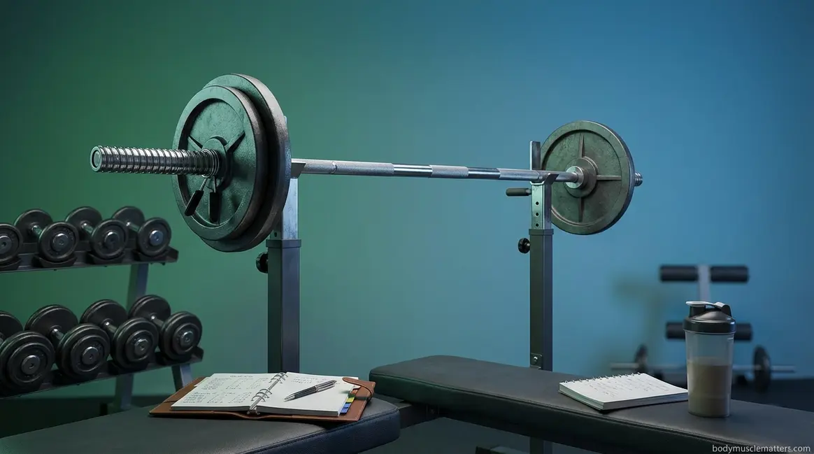How to optimise workout routine for muscle gain with barbell and notebook in 2026