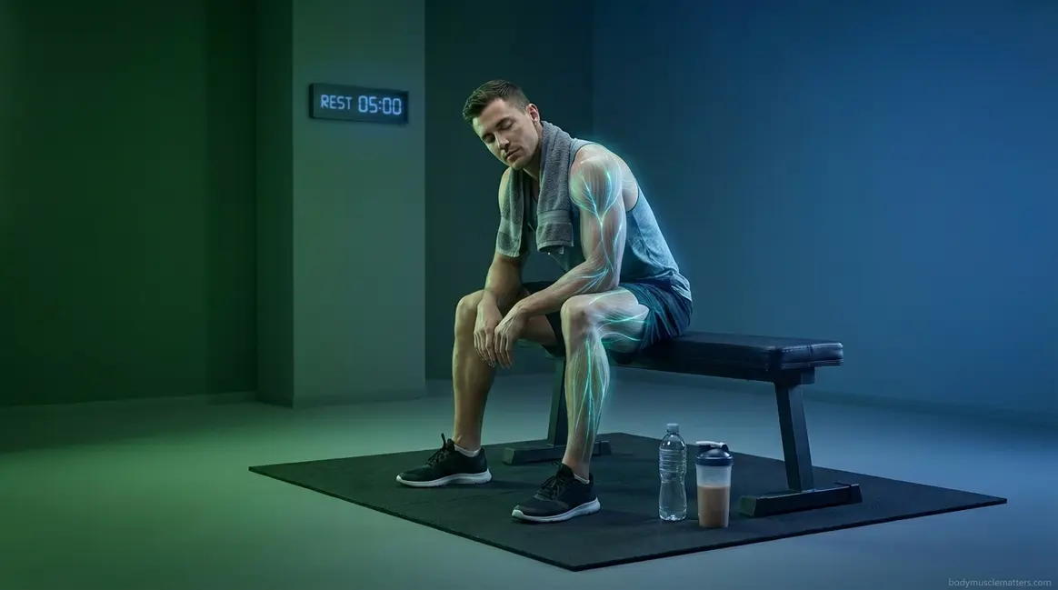 Why post-workout recovery is important — athlete resting after intense gym training session