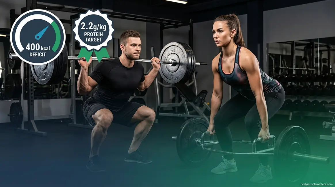 How to prevent muscle loss when cutting — athlete performing heavy compound lifts during a structured cut