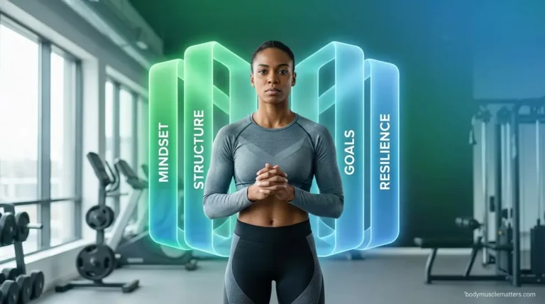 Person staying motivated to work out using the four-pillar Discipline Architecture fitness system