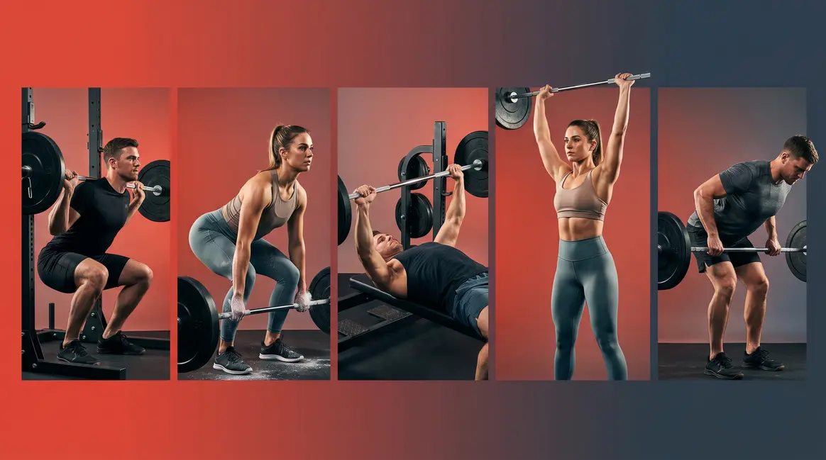 Best compound exercises for strength — the Big 5 lifts: squat, deadlift, bench press, overhead press, and row