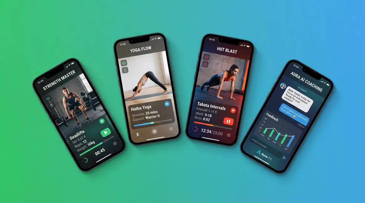 Best home workout app comparison showing top fitness apps on smartphones in 2026
