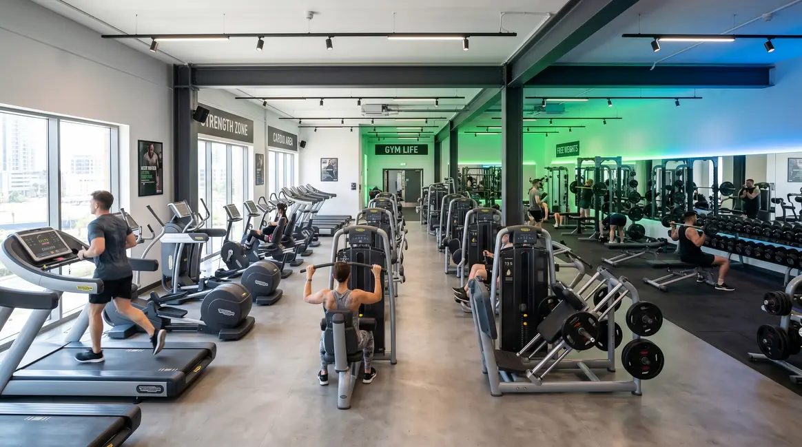 Complete gym equipment names and uses overview showing cardio machines strength machines and free weights