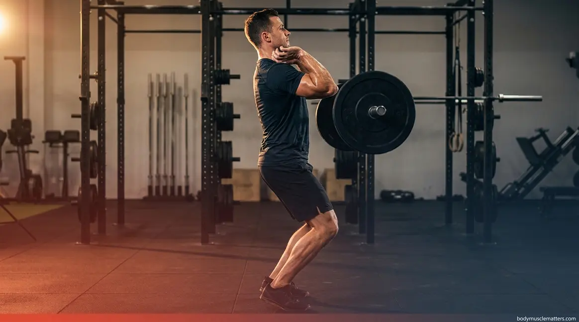How to do a hang clean shown at peak triple extension with bar at chest height