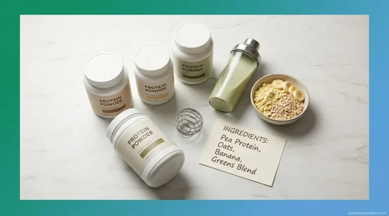Best protein powder for sensitive stomach — gut-friendly options arranged on clean marble surface