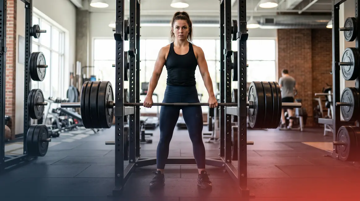 Starting strength program for beginners — barbell loaded in power rack ready for first session