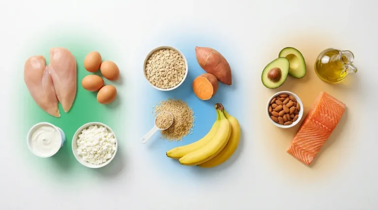 What are macros for beginners — protein carbs and fat food groups arranged by macronutrient