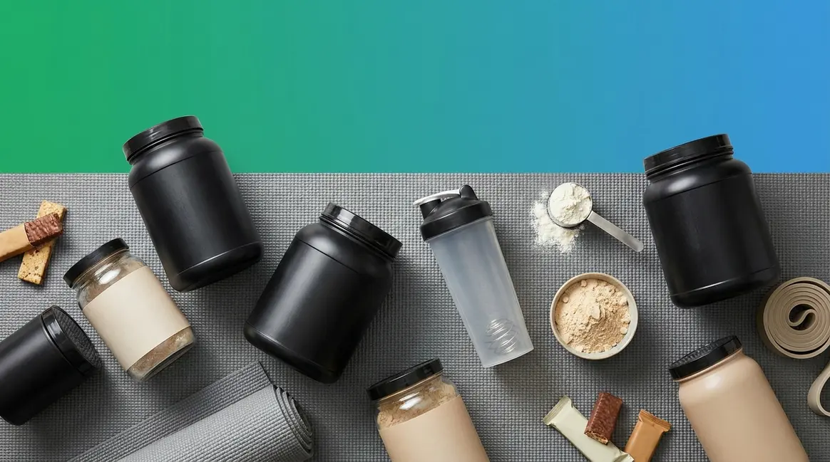 Best whey protein powder comparison guide showing multiple supplement containers and shaker bottle
