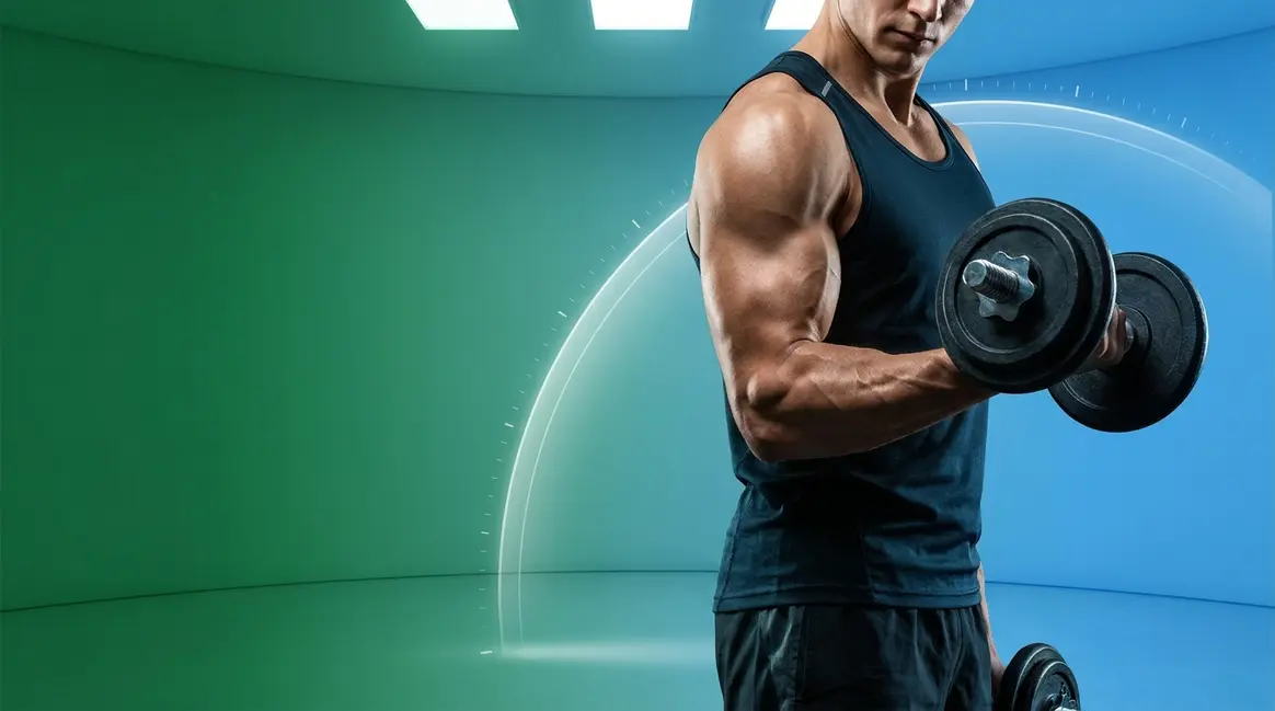 Person lifting dumbbells showing muscle growth progress representing how long to build muscle timeline